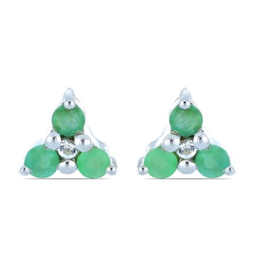 Buy 925 STERLING SILVER REAL EMERALD GEMSTONE EARRINGS